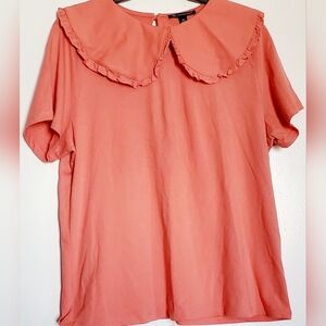 INC Coral Ruffle Collar Women's Top